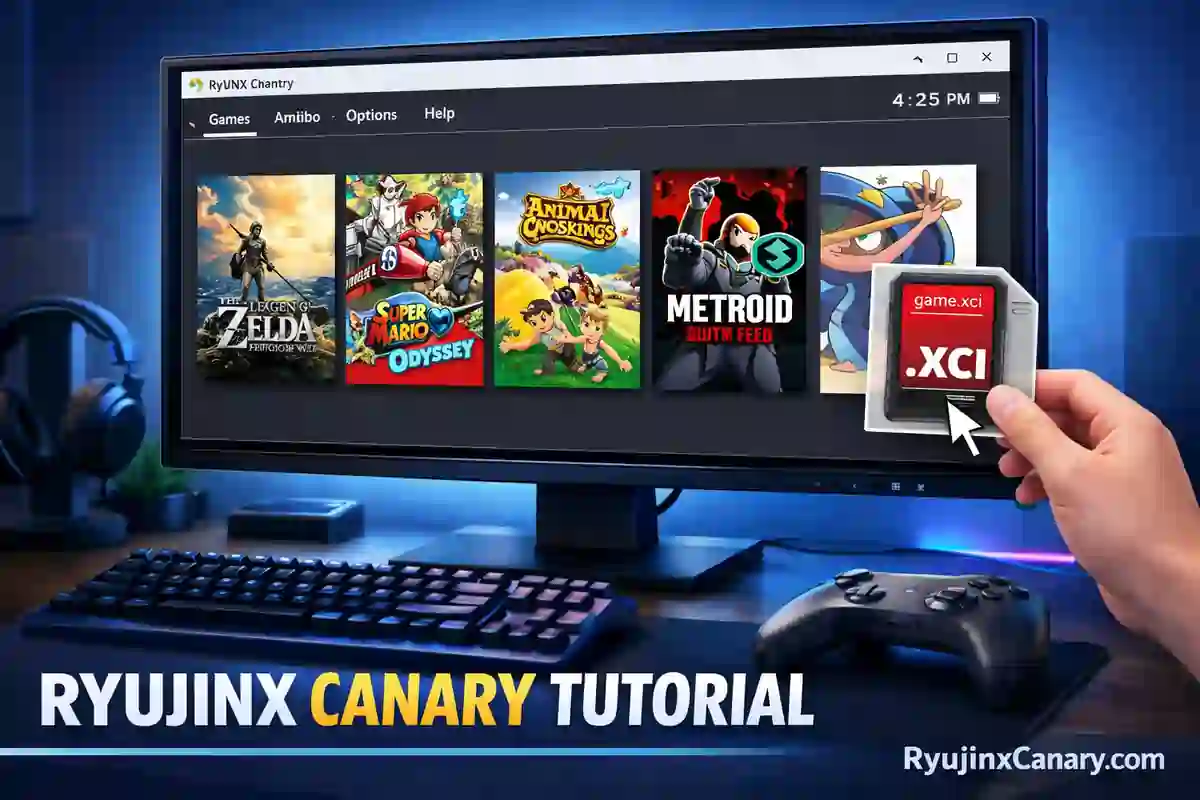 Adding Nintendo Switch games to Ryujinx Canary emulator on PC using XCI and NSP files
