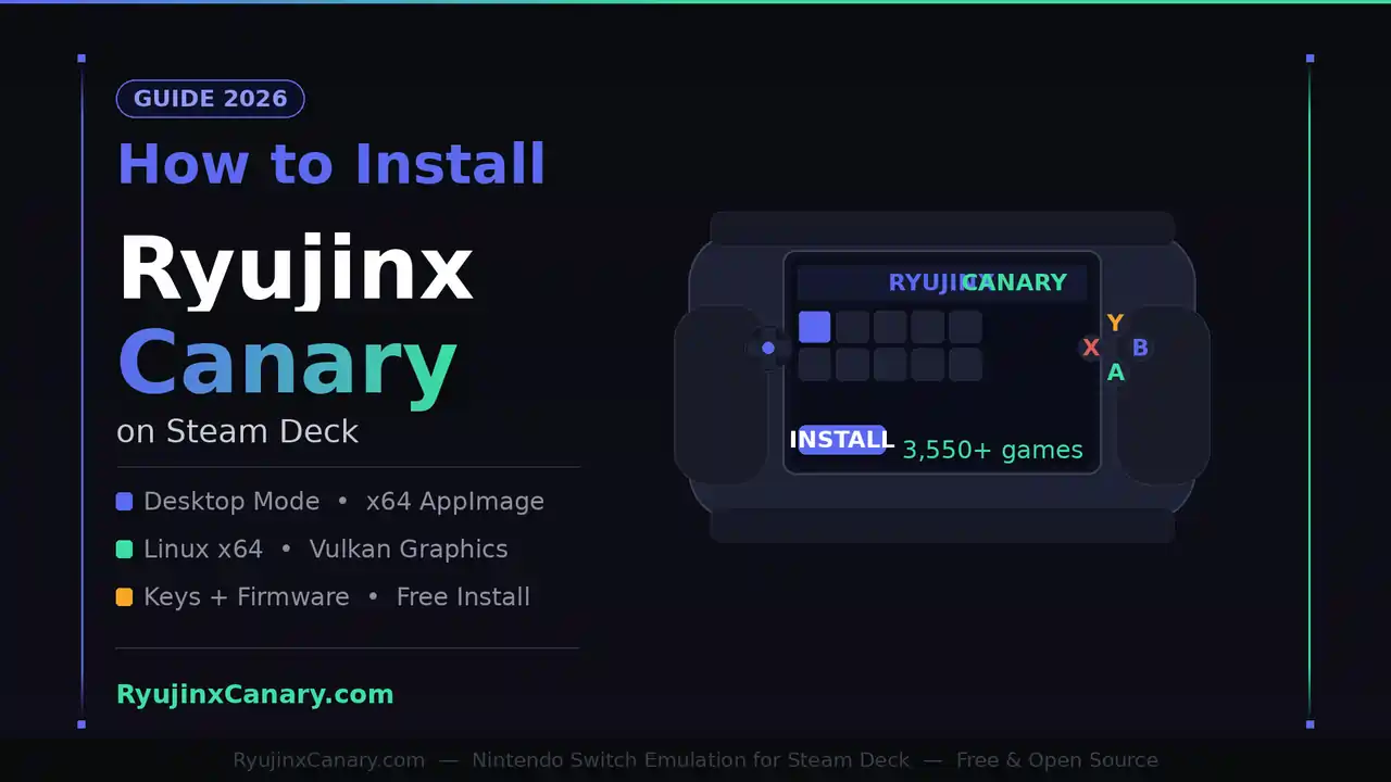 How to install Ryujinx Canary on Steam Deck – step-by-step guide with AppImage setup, keys, firmware and Gaming Mode